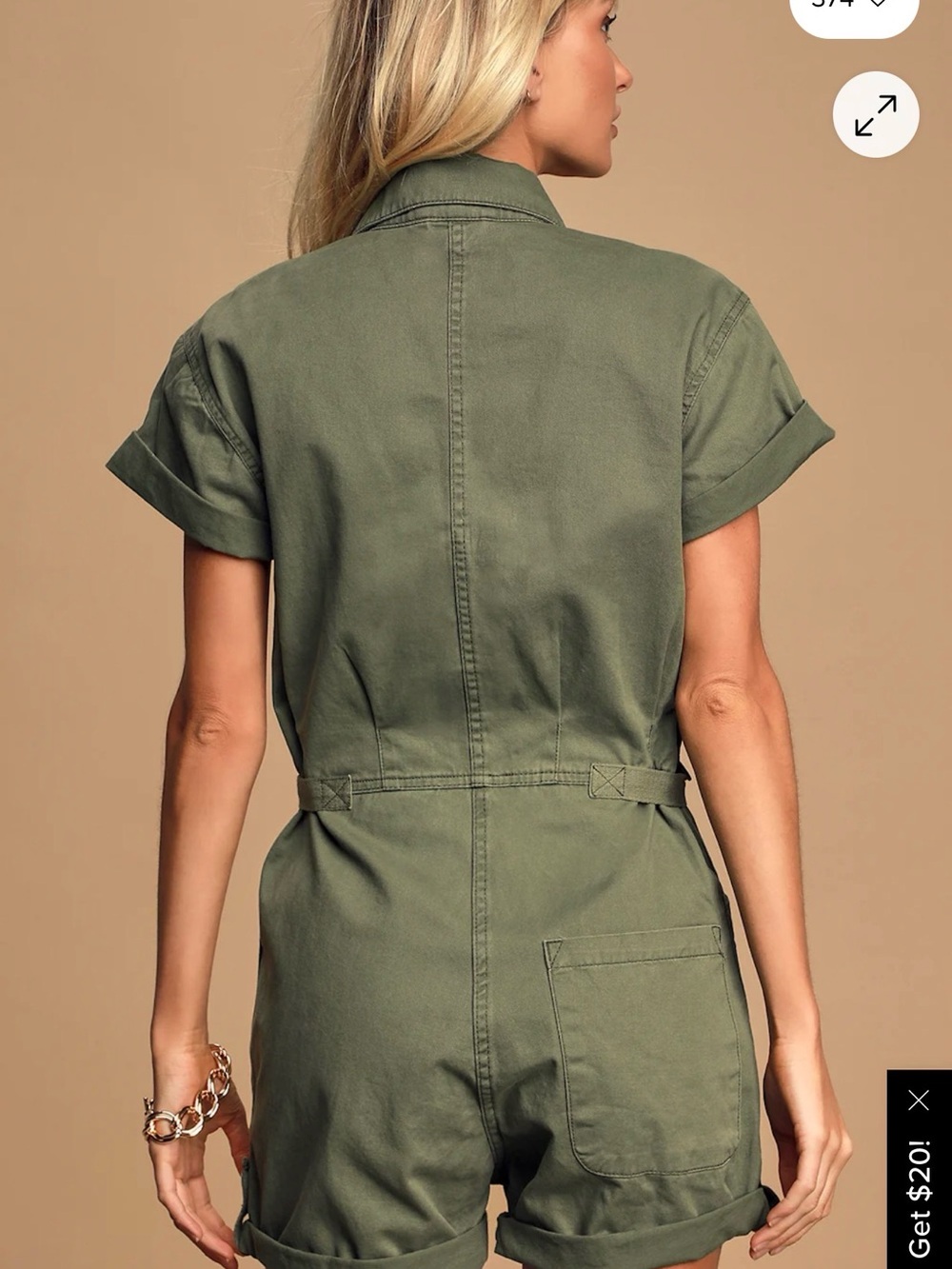 Pistola Parker Olive Green Button Up Romper - Picture 2 of 5